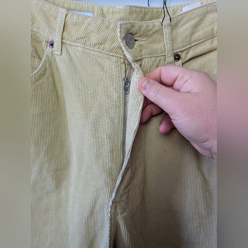 NWOT ZARA Corduroy Women Pants Size 0 Beige Light Yellow Color 100% Cotton Baggy - Picture 4 of 12